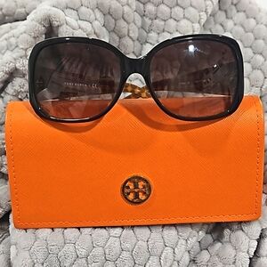 Tory Burch dark brown sunglasses with case-- style TY7004